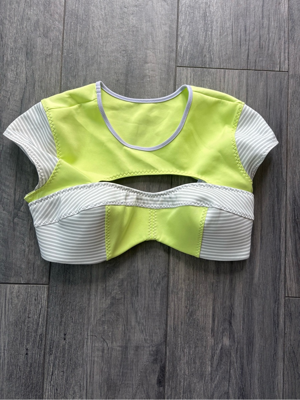 Victoria's Secret Neon Yellow & White Gray Cutout Swim Crop Top